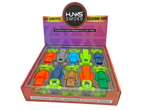 HUNKS SMOKE SILICONE ALIEN HAND PIPE 20CT