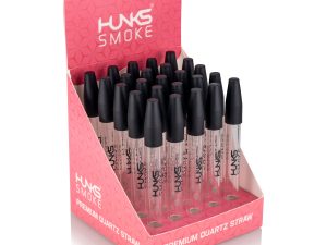 HUNKS SMOKE QUARTZ DAB STRAW W/SILICONE CAP 25CT