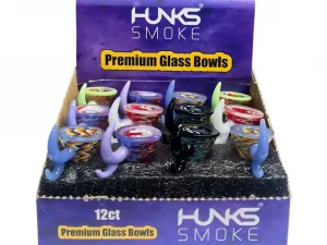 HUNKS SMOKE PYREX REVERSE ART GLASS BOWL 12CT M-01