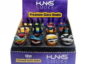 HUNKS SMOKE PYREX REVERSE ART GLASS BOWL 12CT M-02