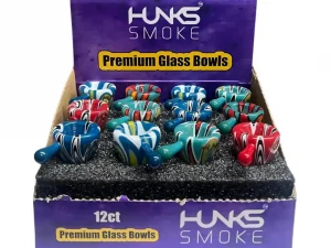 HUNKS SMOKE PYREX REVERSE ART GLASS BOWL 12CT MJ-04