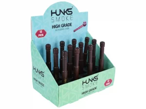 HUNKS SMOKE GLASS/WOOD PIPE 12CT GT-054CC