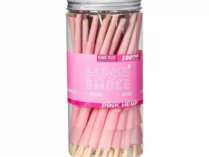 HUNKS SMOKE PINK HEMP CONES KING 100CT JAR