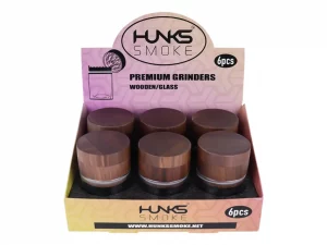 HUNKS SMOKE PREMIUM GLASS/WOOD GRINDER 6CT GT-018IA