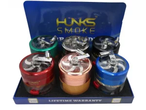 HUNKS SMOKE PREMIUM GRINDERS WITH HANDLE 6CT GT-242BA LMX-601