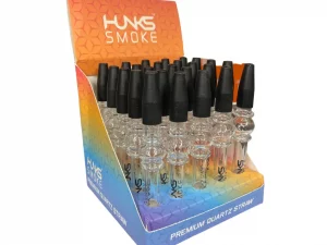 HUNKS SMOKE PREMIUM QUARTZ STRAW SILICONE CAP 15MM 25CT HK1