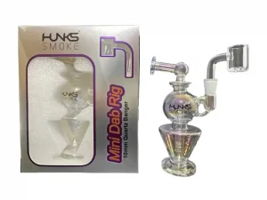 HUNKS SMOKE RAINBOW IRIDESCENT GEMINI MINI DAB RIG 6.5 INCH